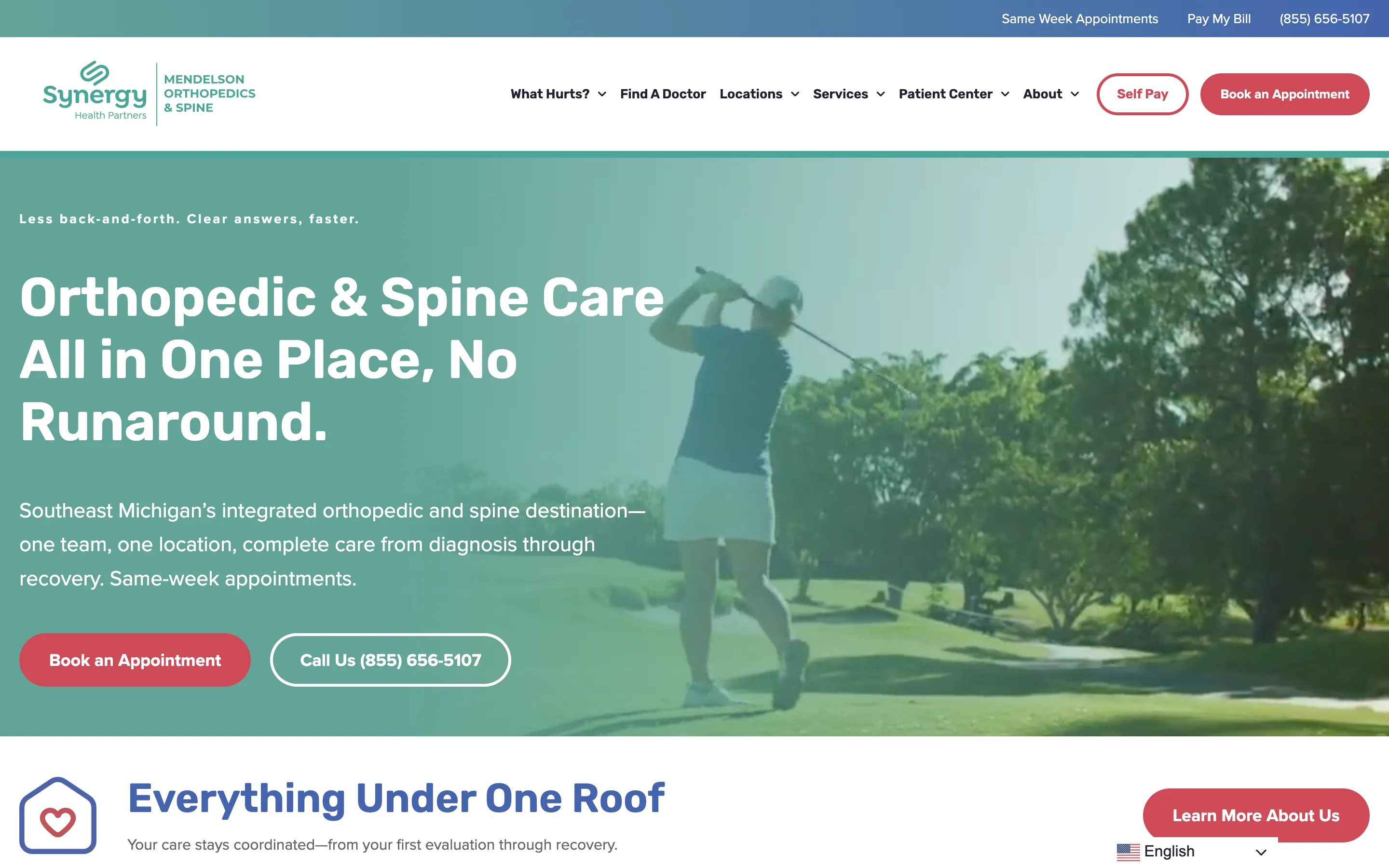 Synergy Health website, built by EGO