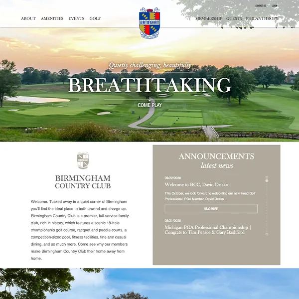 Birmingham Country Club 2 Birmingham Country Club Website Design - EGO Labs